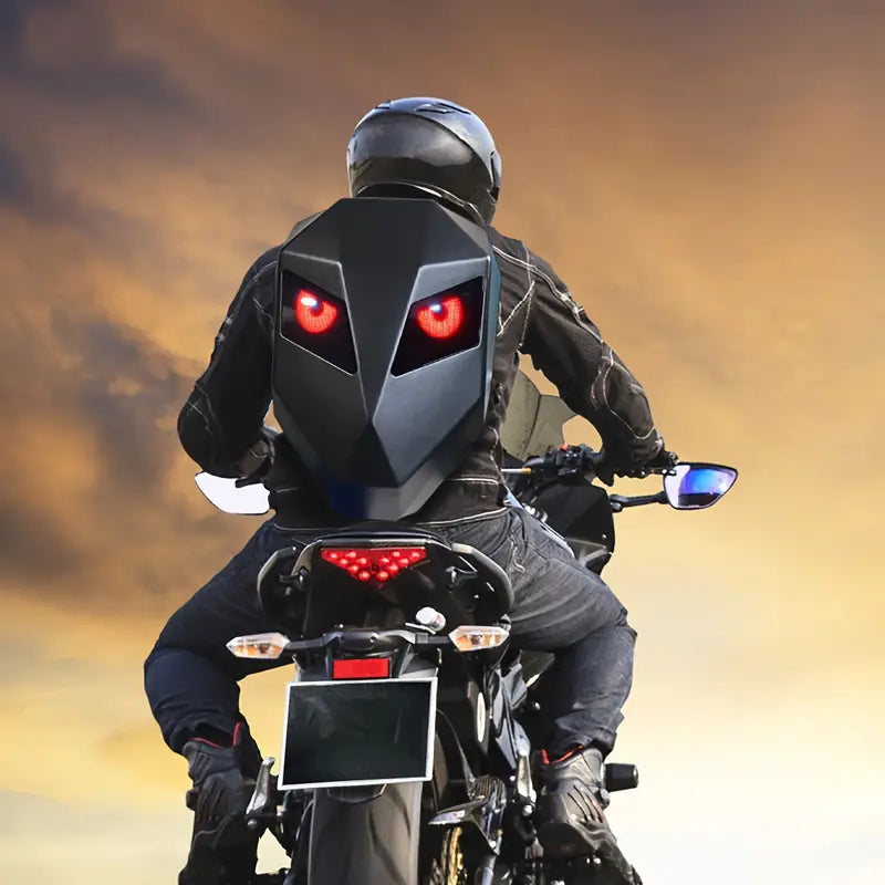 Zaino con occhi led moto nero